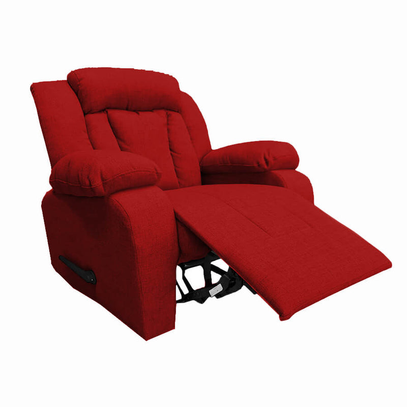 Linen Upholstered Rocking Recliner Chair With Bed Mode From In House - Red - NZ50