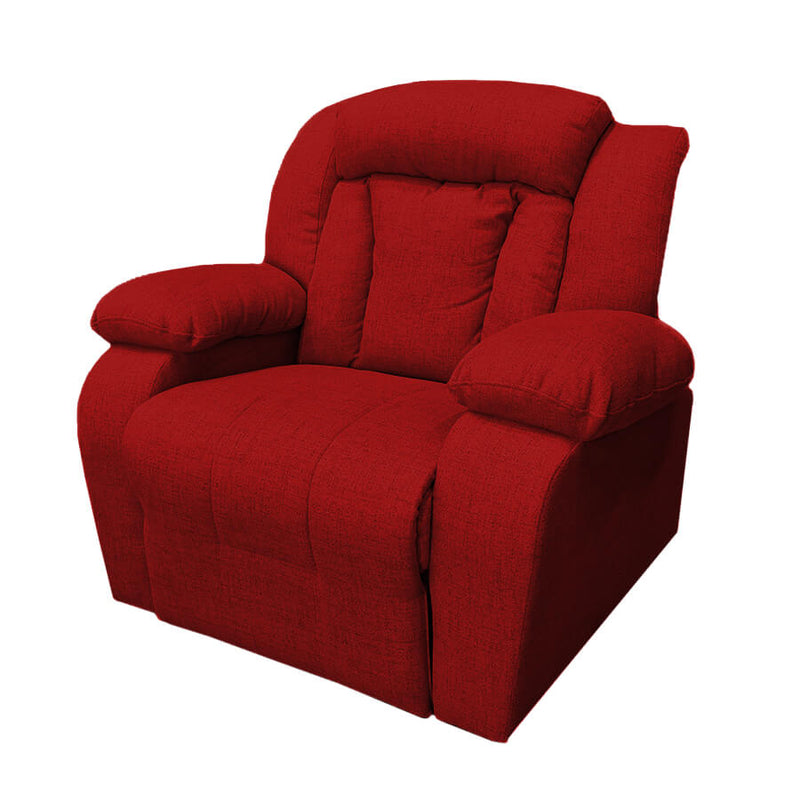 Linen Upholstered Rocking & Rotating Recliner Chair With Bed Mode From In House - Red - NZ50