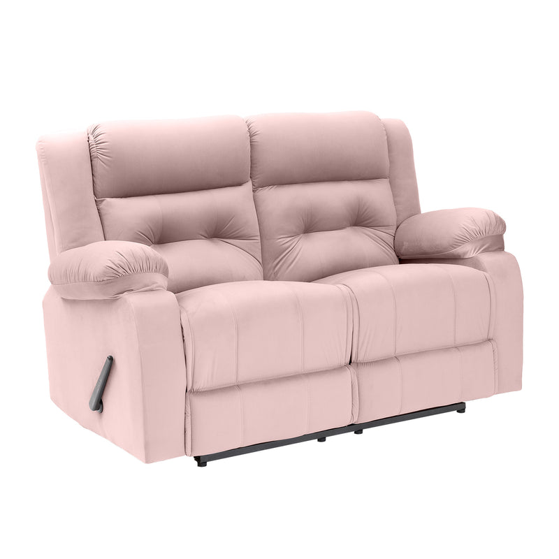 Velvet Double Recliner Chair - Light Pink - NZ30