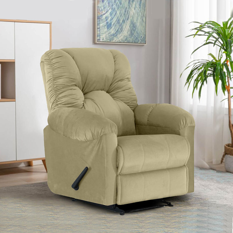 Velvet Rocking & Rotating Recliner Chair - Dark Ivory - American Polo