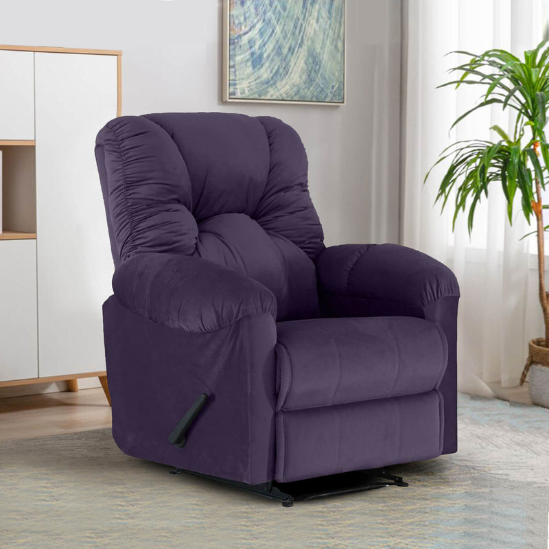 Velvet Rocking Recliner Chair - Dark Purple - American Polo