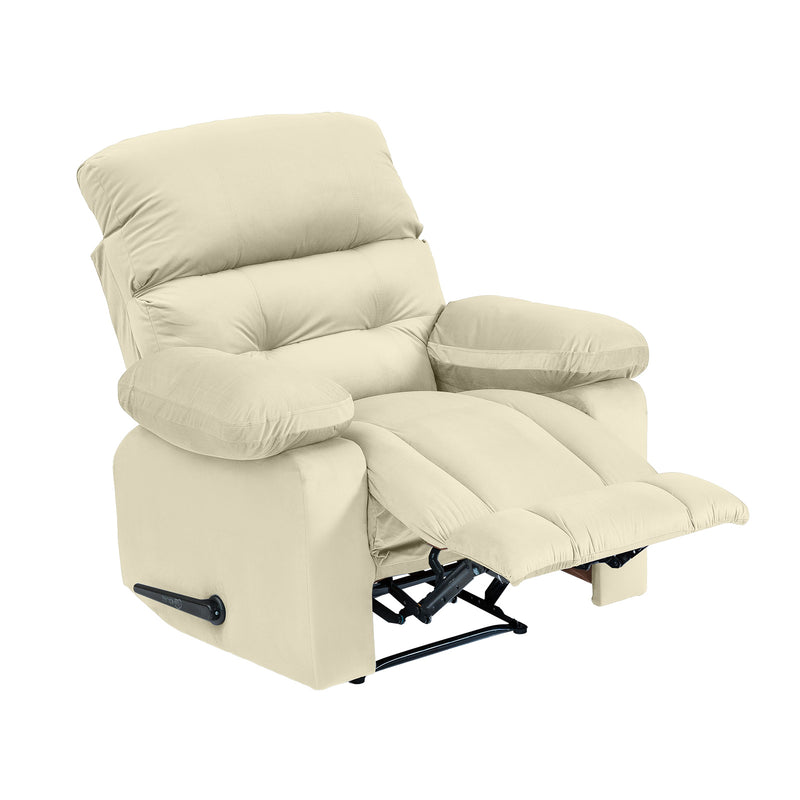 Velvet Rocking Recliner Chair - Light Beige - NZ60