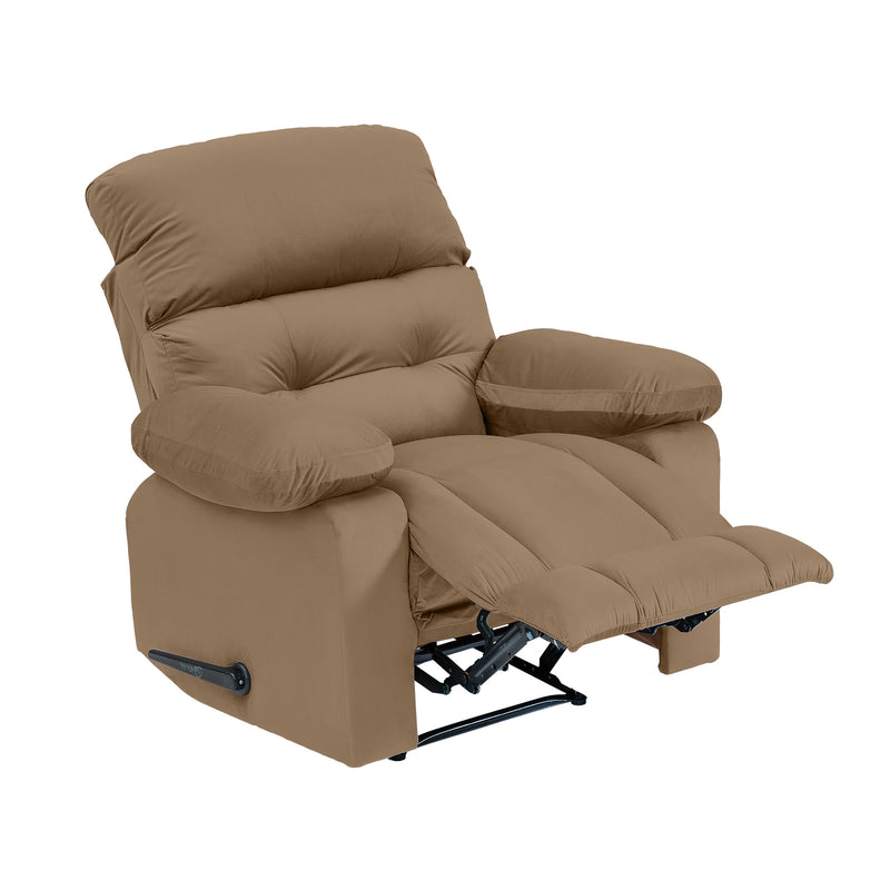 Velvet Rocking & Rotating Recliner Chair - Light Brown - NZ60
