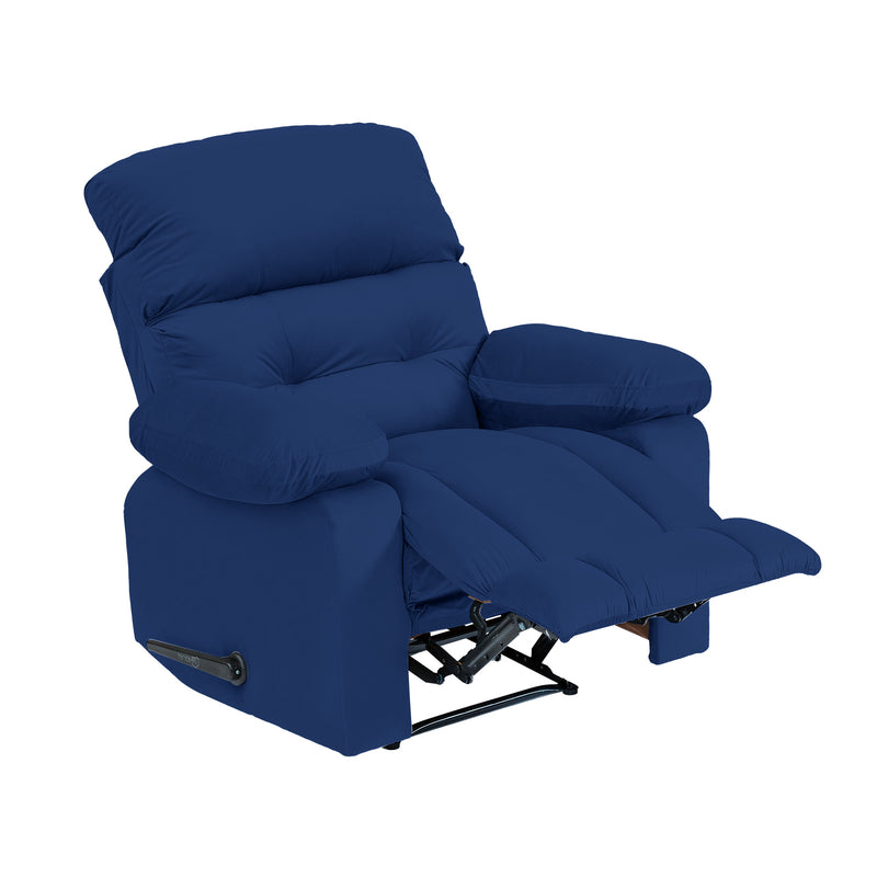 Velvet Rocking & Rotating Recliner Chair - Dark Blue - NZ60