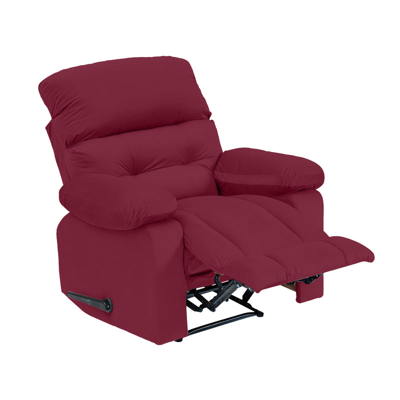 Velvet Rocking Recliner Chair - Burgundy - NZ60