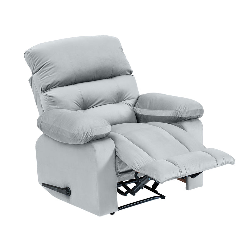 Velvet Rocking & Rotating Recliner Chair - Grey - NZ60