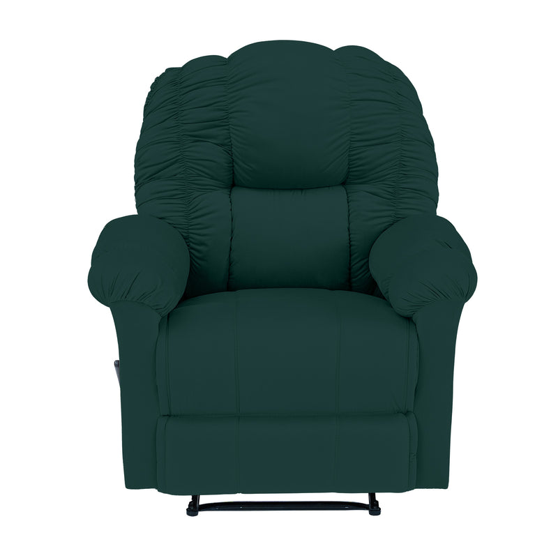 Velvet Rocking & Rotating Recliner Chair - Dark Green - Stanford