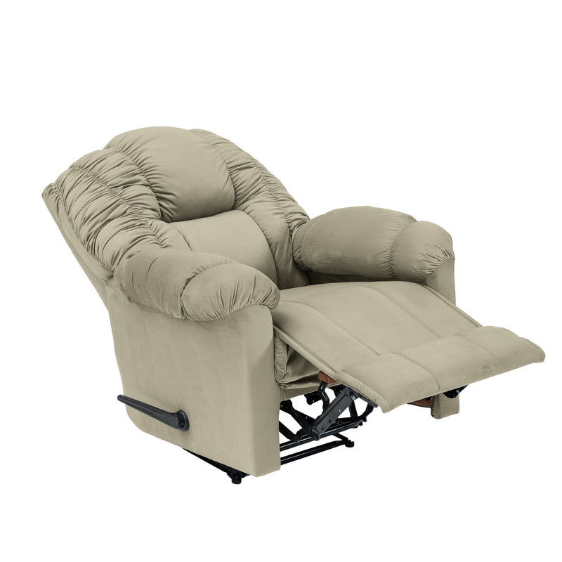 Velvet Rocking Recliner Chair - Light Beige - Stanford