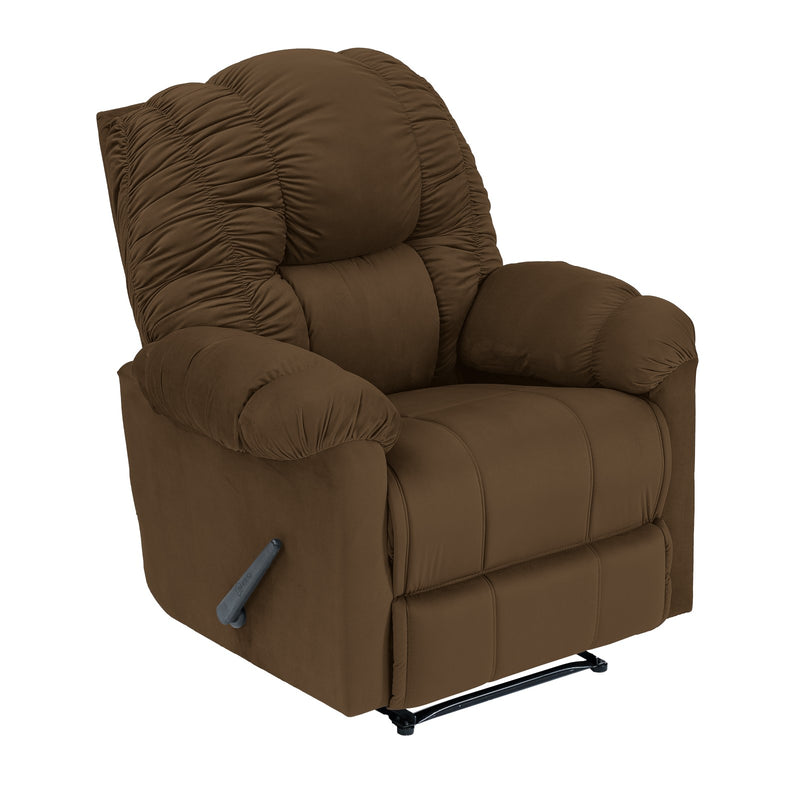 Velvet Rocking & Rotating Recliner Chair - Brown - Stanford