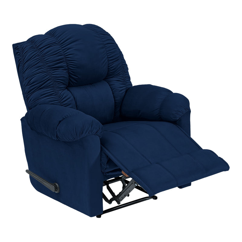 Velvet Rocking Recliner Chair - Dark Blue - Stanford