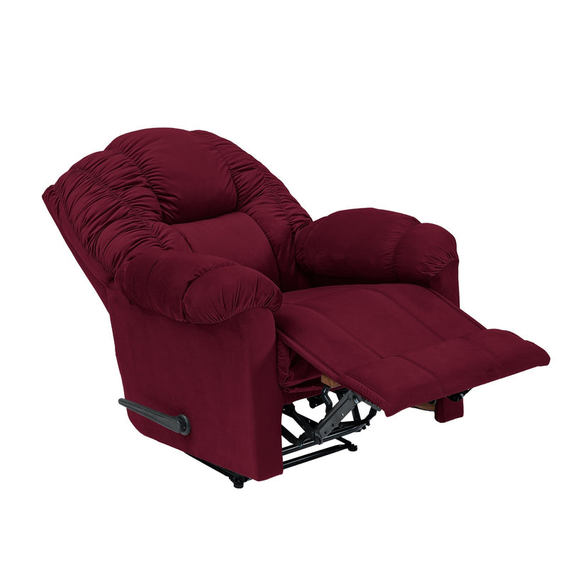 Velvet Rocking & Rotating Recliner Chair - Burgundy - Stanford