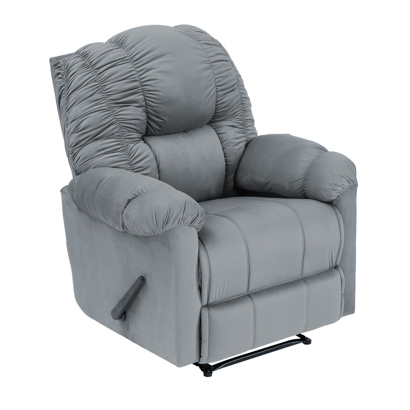 Velvet Rocking & Rotating Recliner Chair - Grey - Stanford