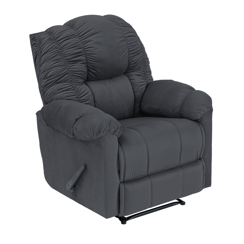 Velvet Rocking & Rotating Recliner Chair - Dark Grey - Stanford