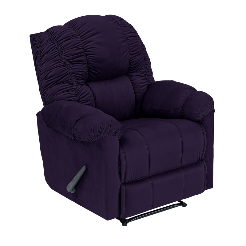 Velvet Rocking & Rotating Recliner Chair - Dark Purple - Stanford