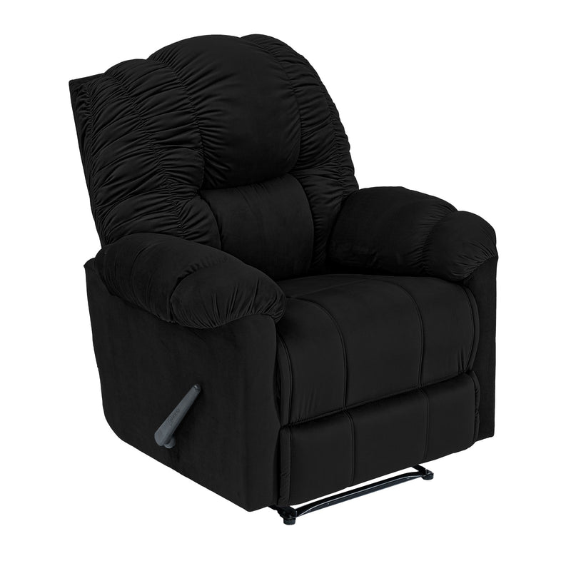 Velvet Rocking & Rotating Recliner Chair - Black - Stanford