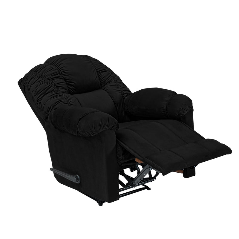 Velvet Rocking & Rotating Recliner Chair - Black - Stanford