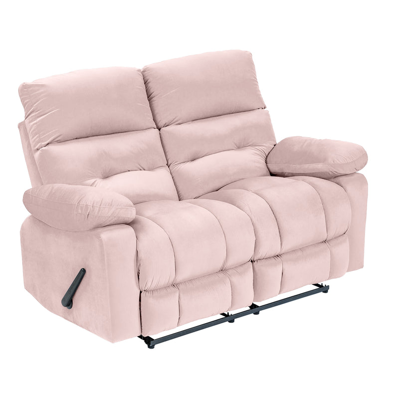 Velvet Double Recliner Chair - Light Pink - NZ60
