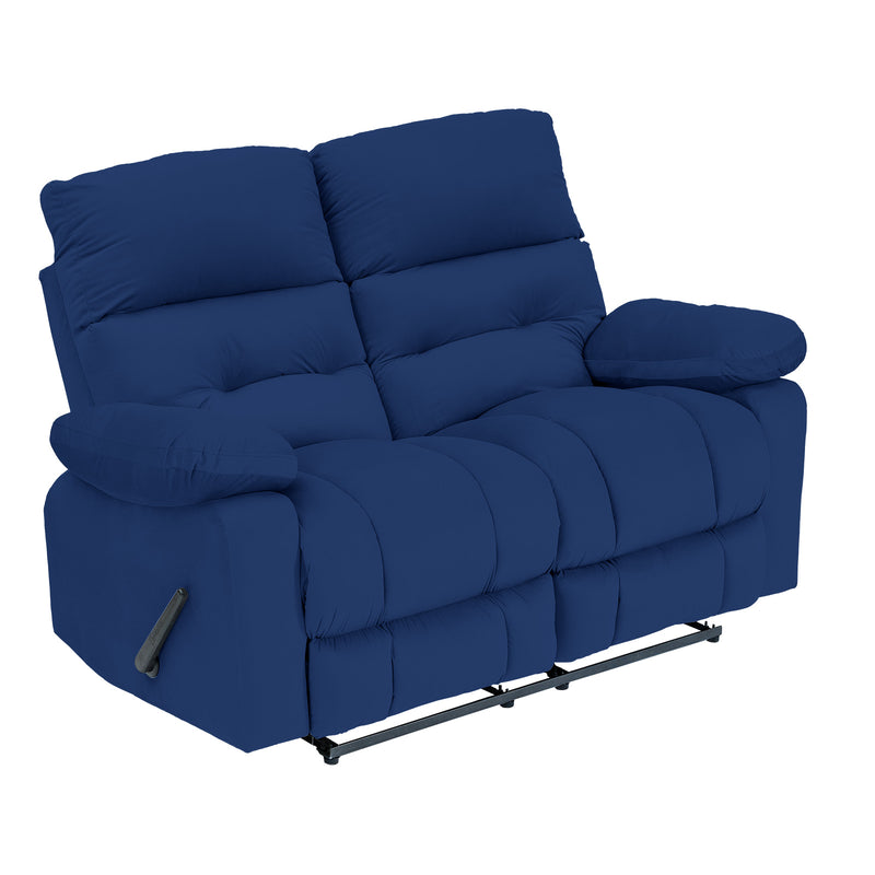 Velvet Double Recliner Chair - Dark Blue - NZ60