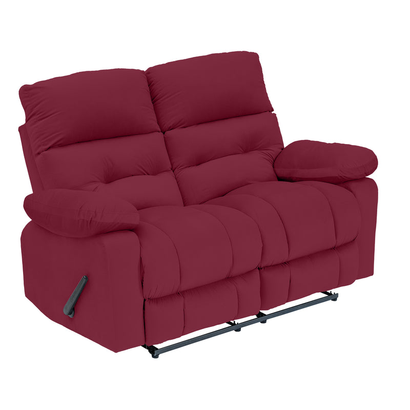 Velvet Double Recliner Chair - Burgundy - NZ60