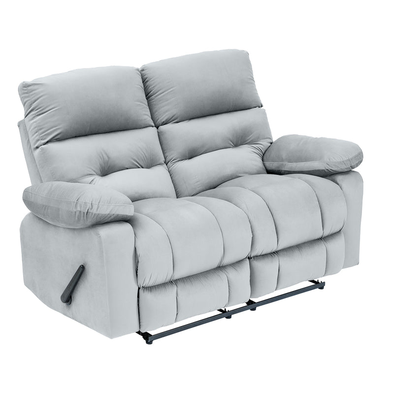 Velvet Double Recliner Chair - Grey - NZ60