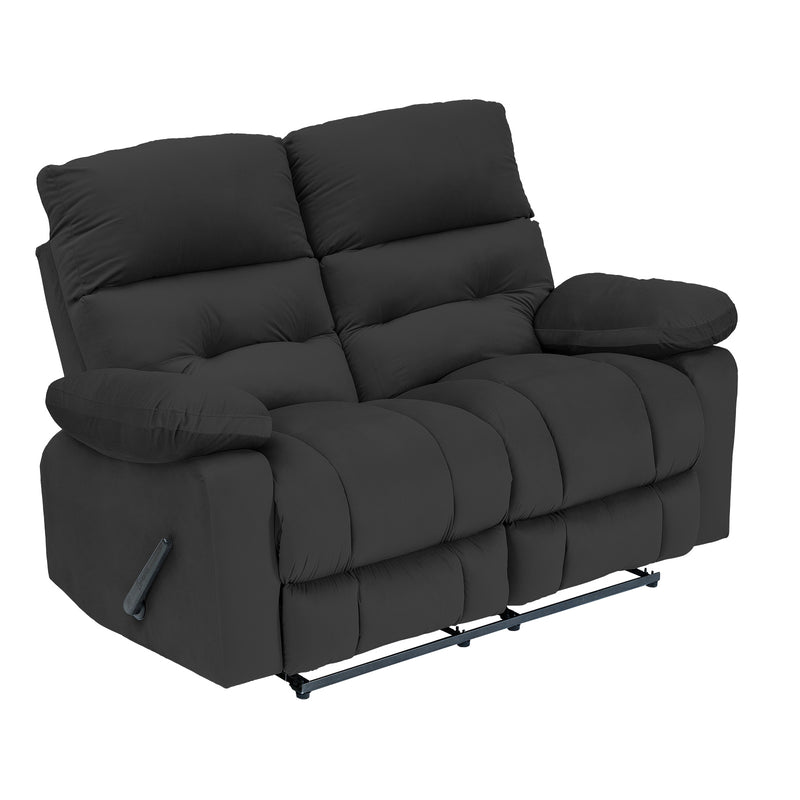Velvet Double Recliner Chair - Black - NZ60