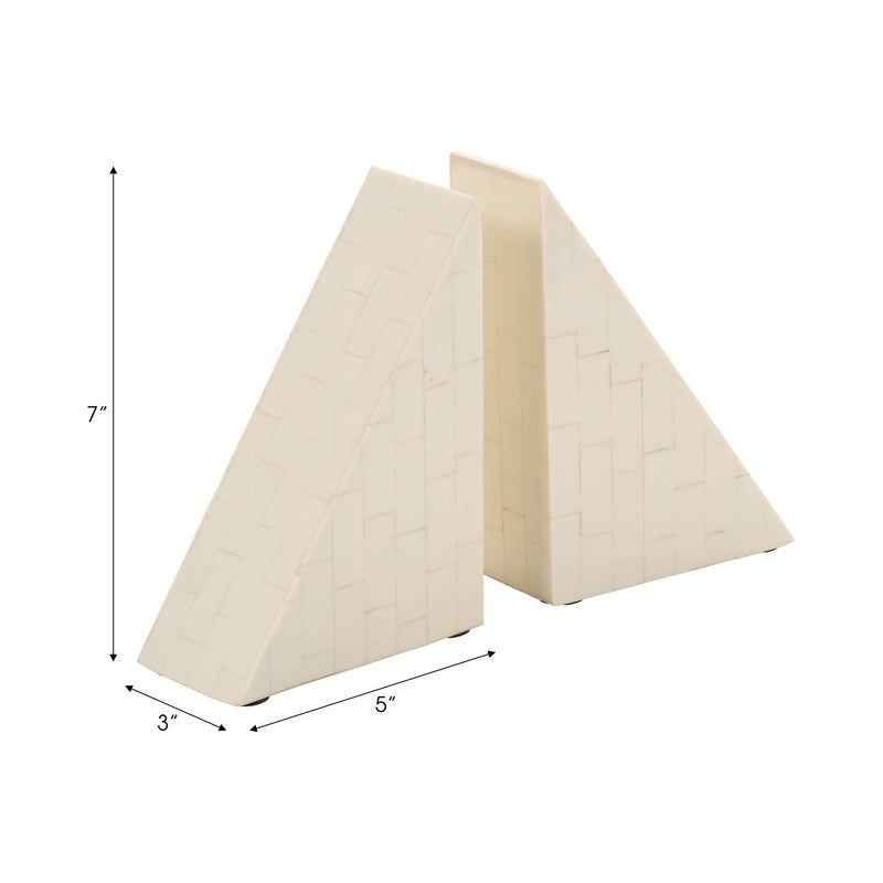 RESIN, S/2 7" RIGHT ANGLE BOOKEND, IVORY