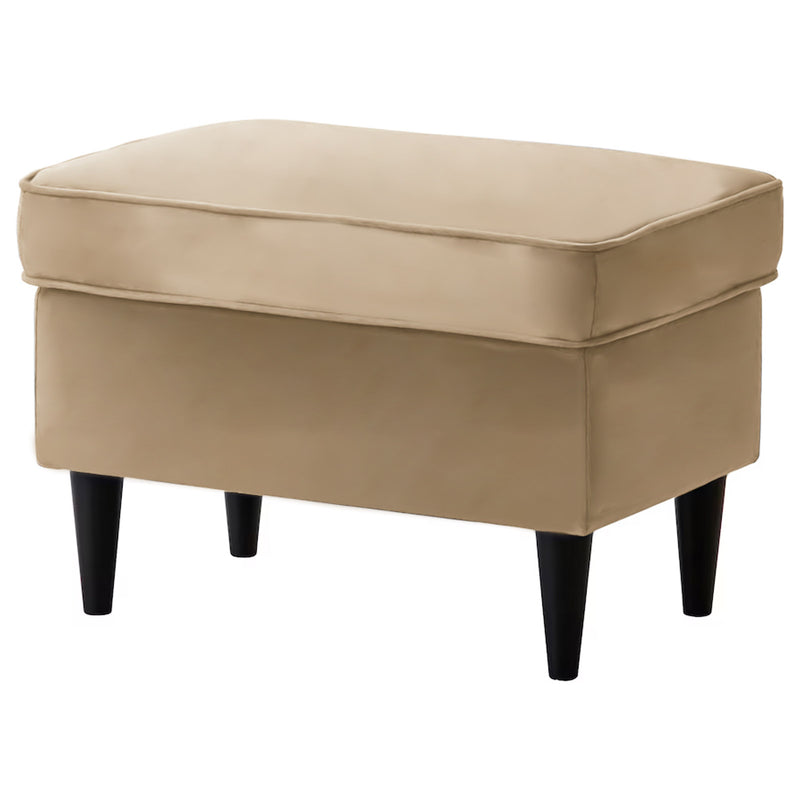 Velvet Chair Footstool with Elegant Design - Light Beige - E3