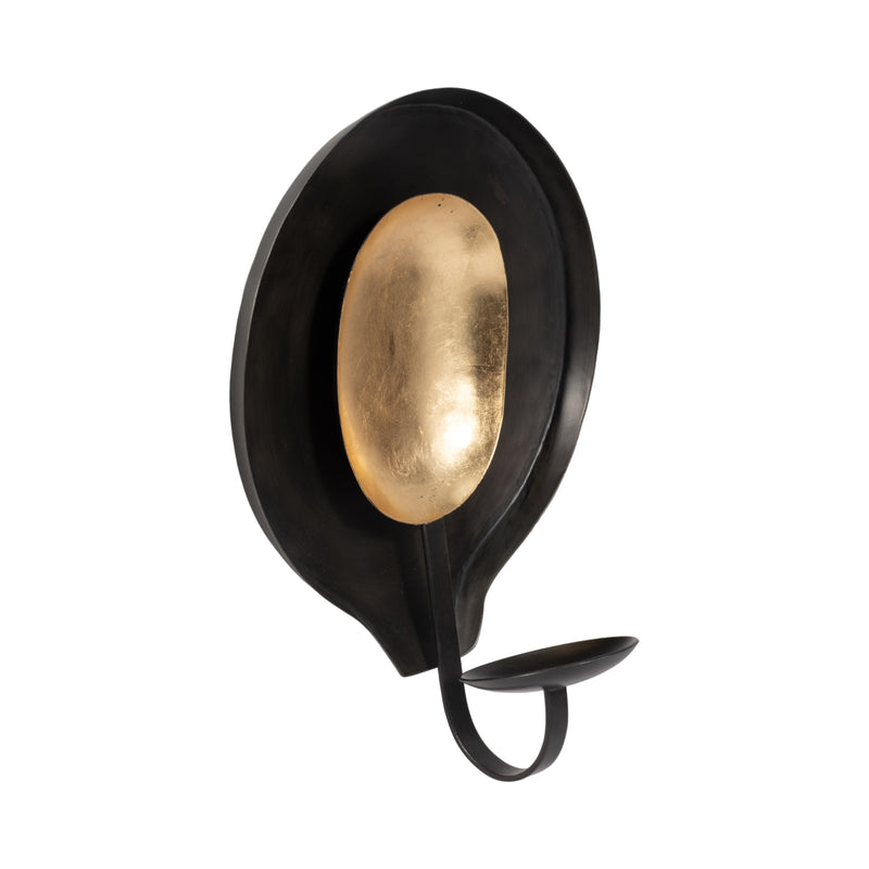 METAL, 12" ROUND VOTIVE HOLDER, BLACK/GOLD