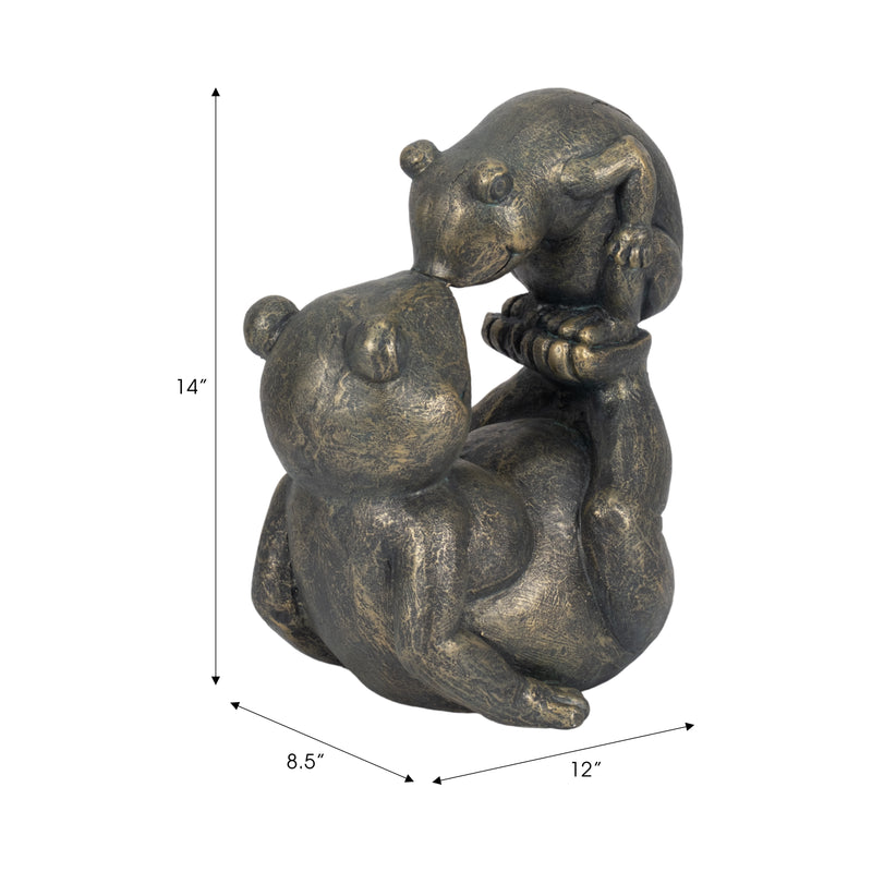 14" Frog Parent And Child Playing, Bronze