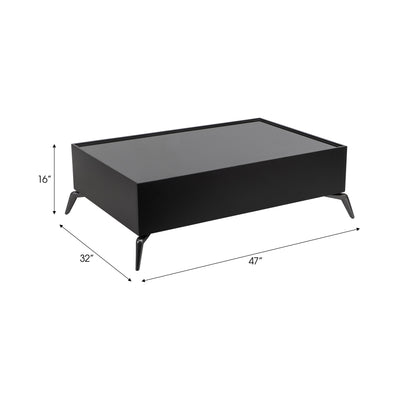 WOOD/GLASS, 47X16" COFFEE TABLE, BLK, KD