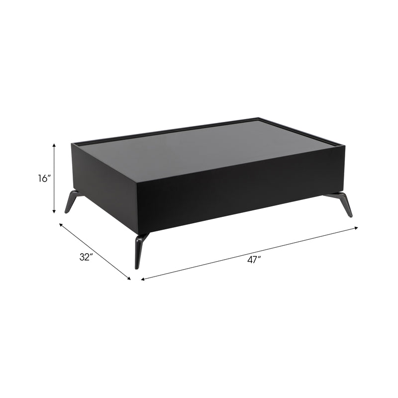 WOOD/GLASS, 47X16" COFFEE TABLE, BLK, KD