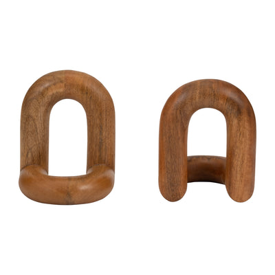 WOOD, S/2 7" LOOPY BOOKENDS, BROWN