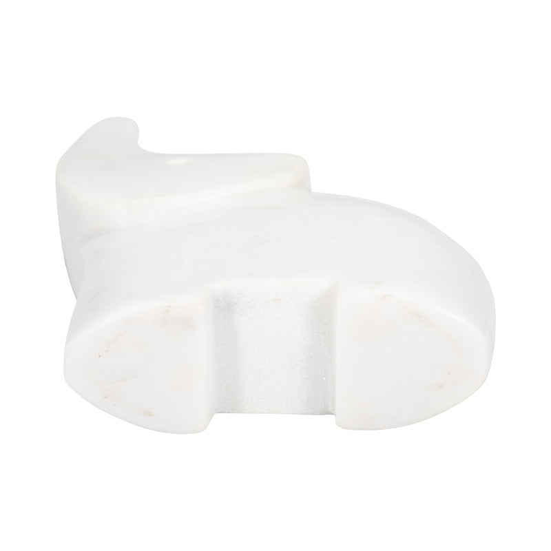 7" Trunk In The Air Marble Elephant, White