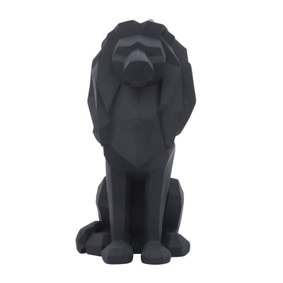 RESIN 11"H SITTING LION, BLACK