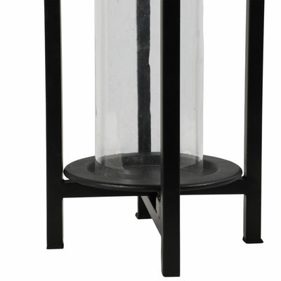 METAL, S/3 19/24/32"H ROUND OPEN LANTERNS, BLACK