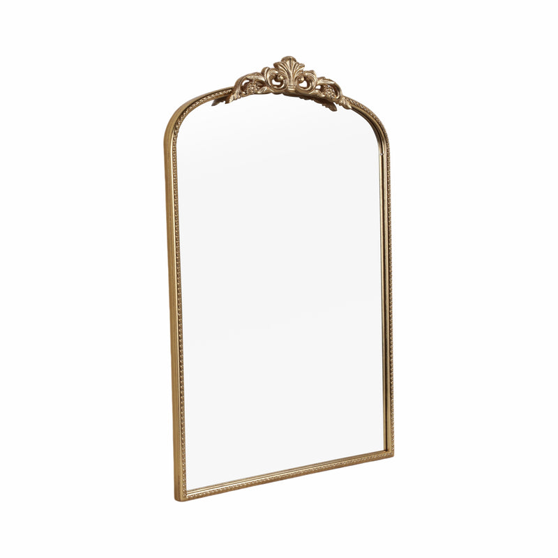 36" Fleur Applique Arch Mirror, Gold Wb