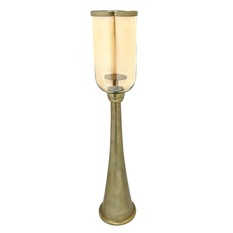 34" Illum Small Gold Glass Candle Hurricane