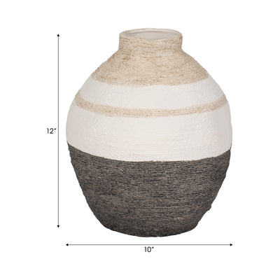 12" Striped Woven Textured Vase, Multi