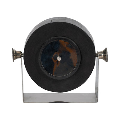 METAL TABLE CLOCK 6'' NICKEL BLACK