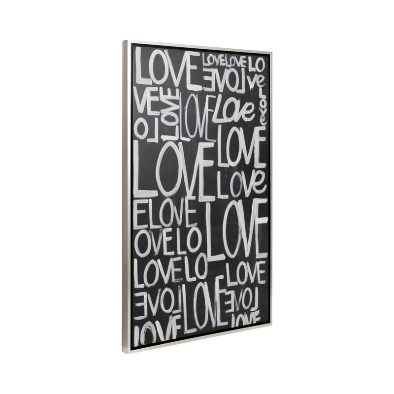 S/2 71x59 Hand Painted Love Scribble, Black/white