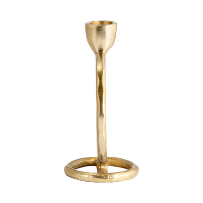 METAL, 6" ROUND RING TAPER CANDLEHOLDER, GOLD