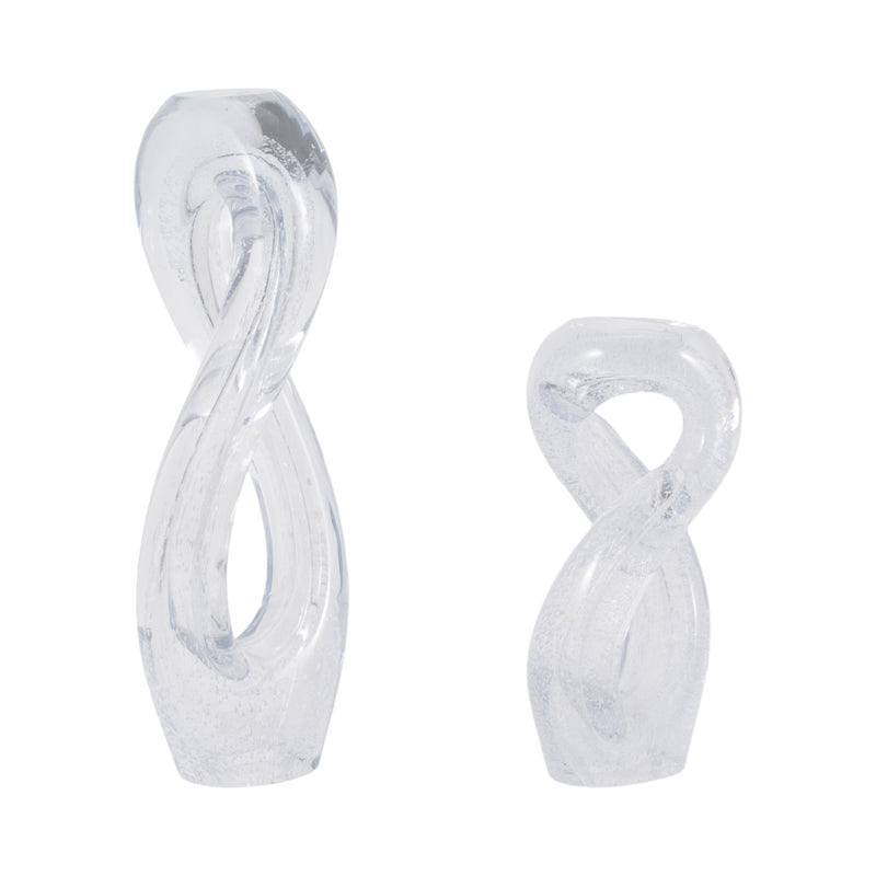 S/2 12/17" Celestine Glass Sculptures, Clear