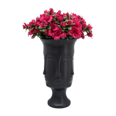 15"H MULTI FACED VASE, BLACK