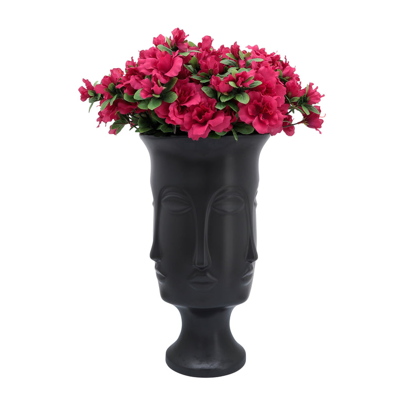 15"H MULTI FACED VASE, BLACK