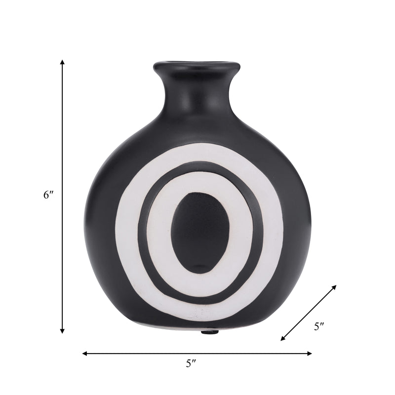 CER, 7"H ABSTRACT VASE, BLACK