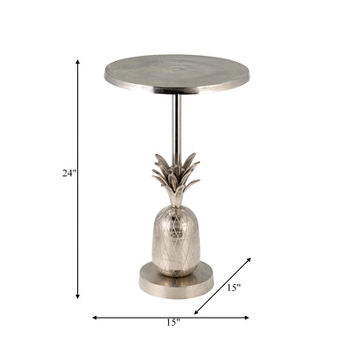 METAL, 15"D/24"H, SILVER PINEAPPLE SIDE TABLE, KD