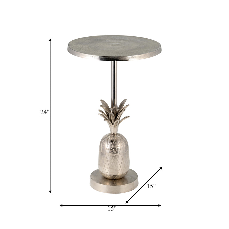 METAL, 15"D/24"H, SILVER PINEAPPLE SIDE TABLE, KD