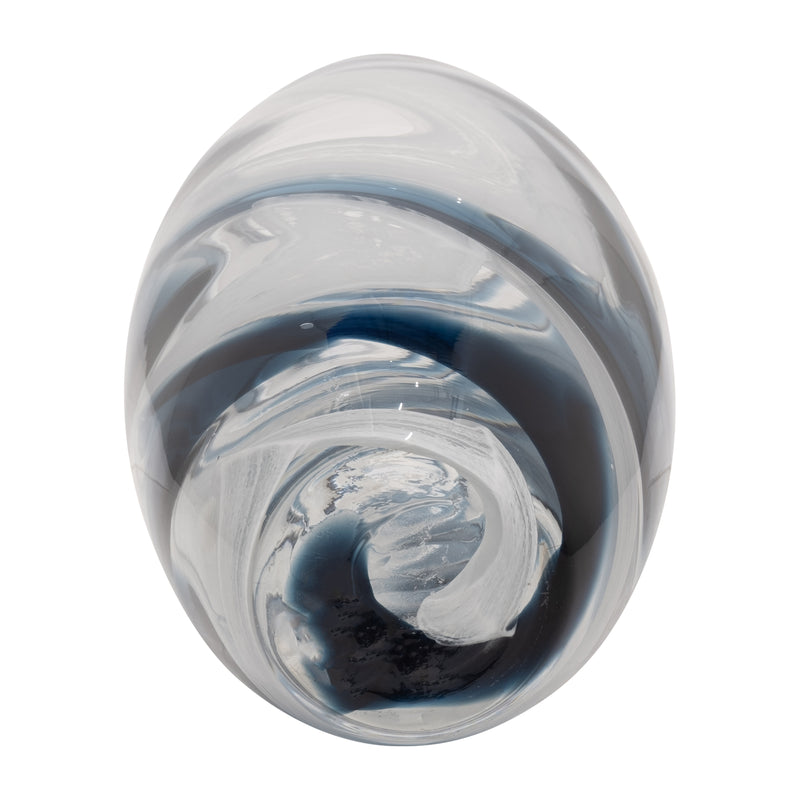 GLASS, 17" SWIRL VASE, BLUE