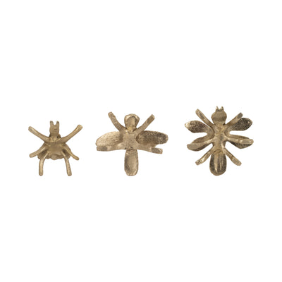 Metal, S/3 3/4/4" Assorted Bugs, Gold