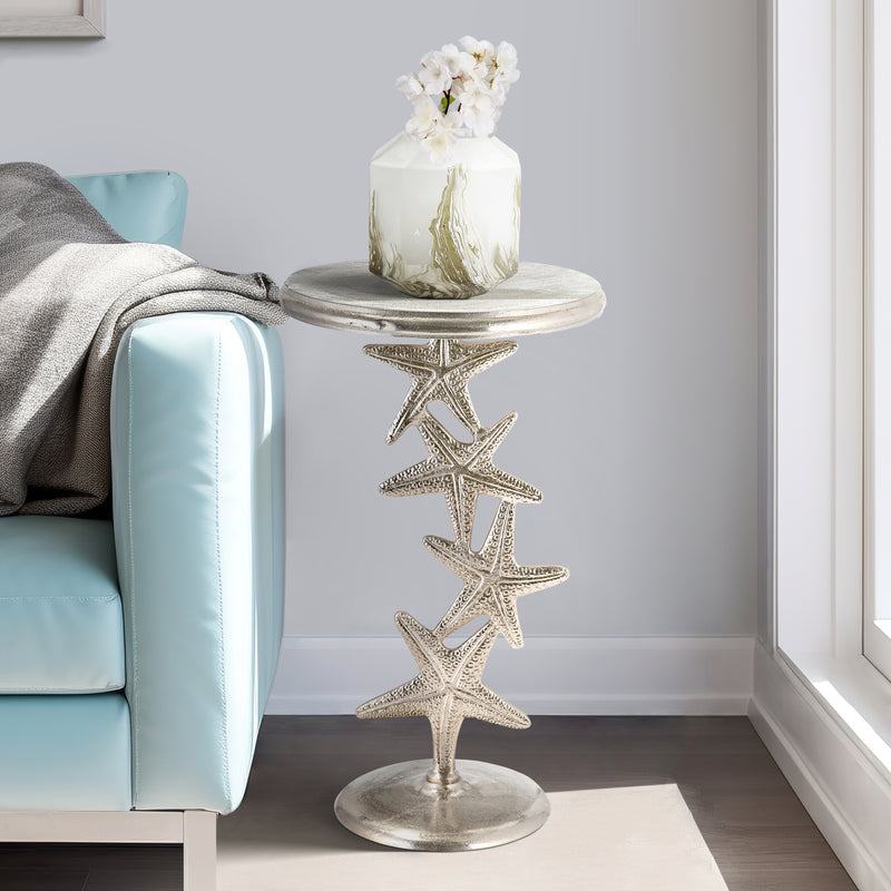 METAL, 14"D/25"H, SILVER STARFISH SIDE TABLE, KD